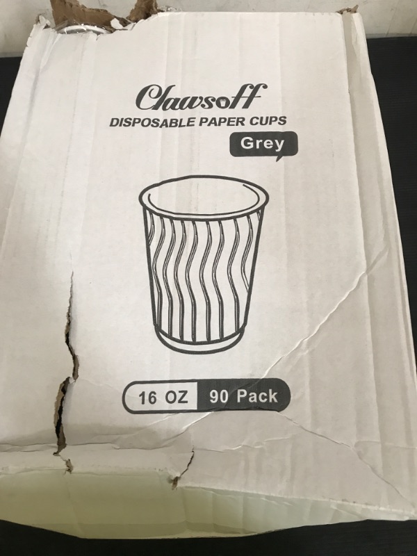 Photo 1 of Clawsoff 90 Pack 16 oz Disposable Coffee Cups No Lids, Gray Insulated Ripple Wall Paper Coffee Cups 16oz, Corrugated Beverage Paper Cups, To Go Cups for Hot Chocolate Tea Home Travel Office