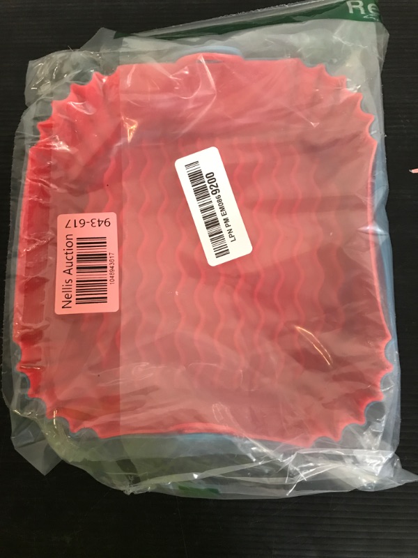 Photo 1 of Boribim 2 PCS Square Silicone Air Fryer Liners - 8 Inch Reusable Air Fryer Pot - Air Fryer Accessories - Air Fryer Inserts for 4 to 7 QT Oven Microwave Accessories (Red + Blue)