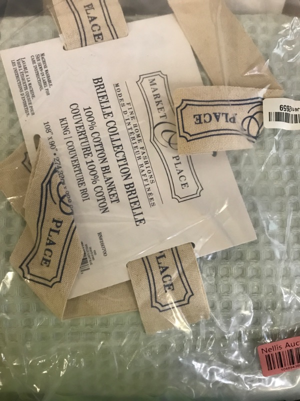 Photo 1 of 100% Cotton Waffle Weave Bed Blanket | Soft, Breathable, and Lightweight Blanket for All-Season | Perfect for Layering | Brielle Collection (King, ICY Blue)