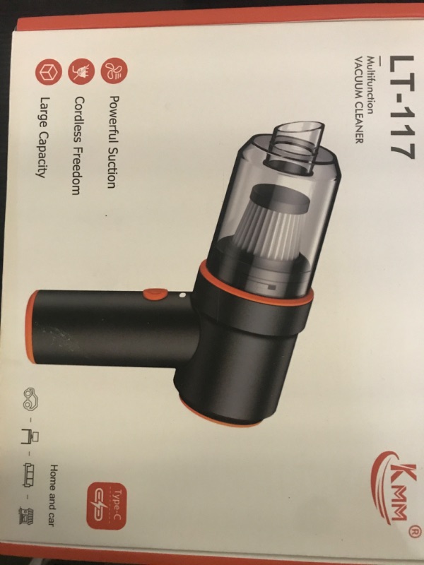 Photo 1 of KMM Handheld Car Vacuum Cleaner, 11000PA Vacuum Cleaner & Air Duster, 120W High Power Vacuum Portable Cordless, Hand Held Vacuum Rechargeable with Multi-Nozzles & LED Light for Home, Car, Office