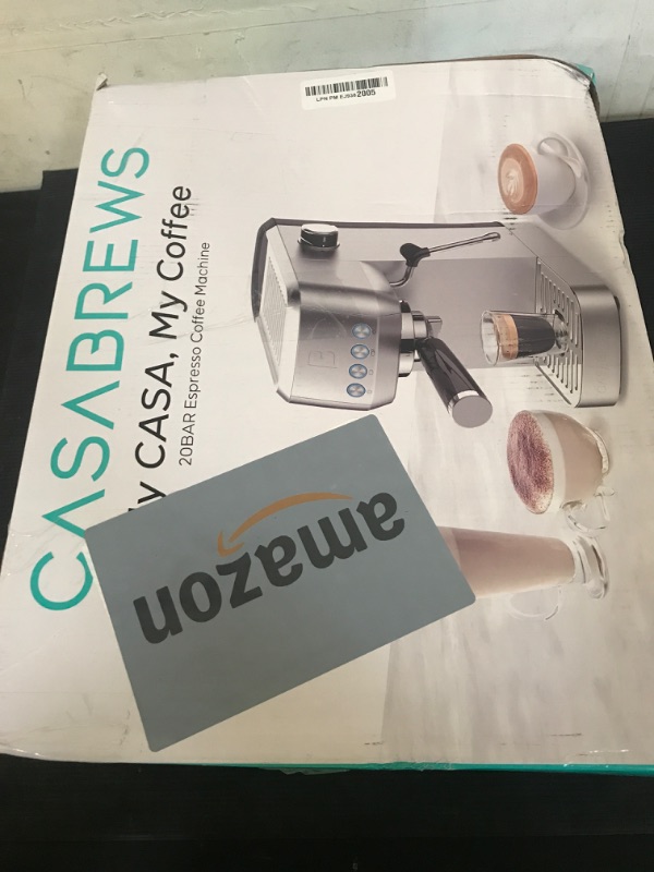 Photo 1 of CASABREWS 3700 Essential Espresso Machine 20 Bar, Stainless Steel Cappuccino & Latte Machine with Steam Frother for Home, 43.9oz Water Tank, Silver