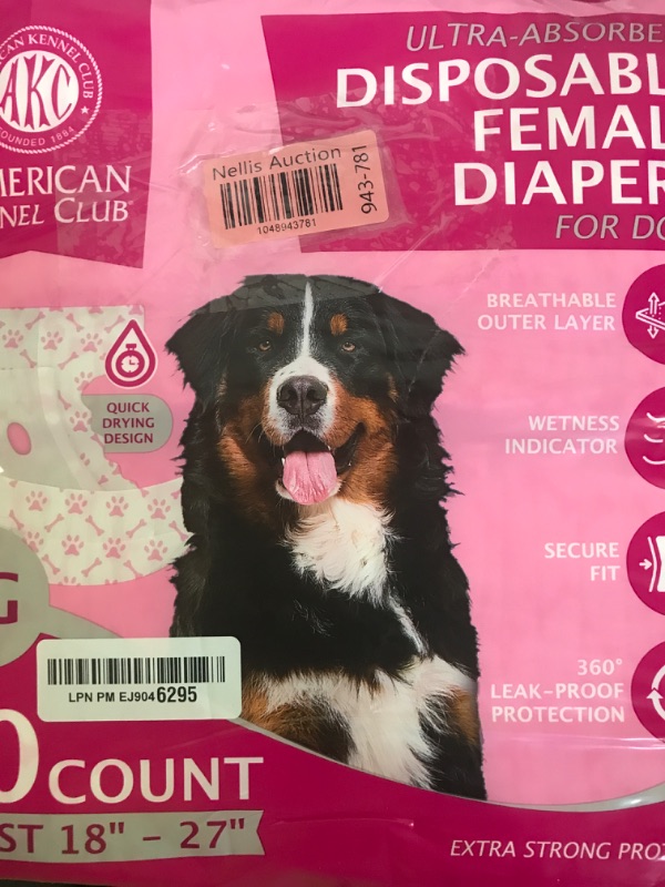 Photo 1 of American Kennel Club Female Dog Wrap, Disposable Diapers with Wetness Indicator, Large, 50 Count