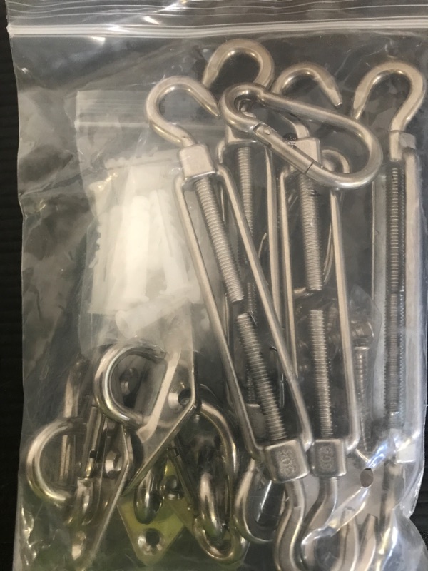 Photo 1 of HYASIA Sun Shade Sail Hardware Kit 6 Inch for Rectangle & Triangle Shade Sail Install, Stainless Steel ShadeSail Fixing Accessories for Outdoor Patio Canopy Garden, Heavy Duty Awning Attachment 44 Set