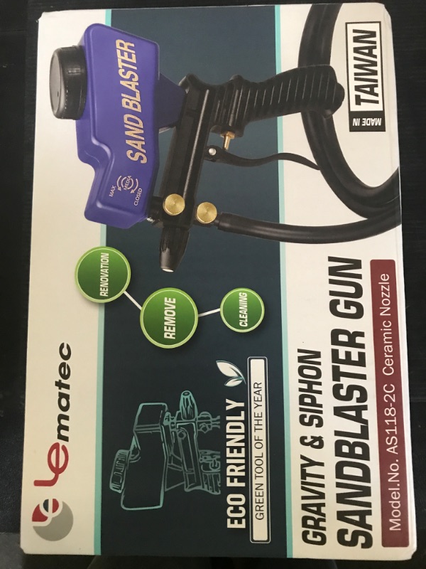 Photo 1 of LE LEMATEC Portable Sandblaster Gun Kit, Air Compressor Sand Blaster, Paint & Rust Remover, Abrasive Media & Soda Blaster for Metal, Wood, Automotive & DIY Surface Prep, AS118-2C
