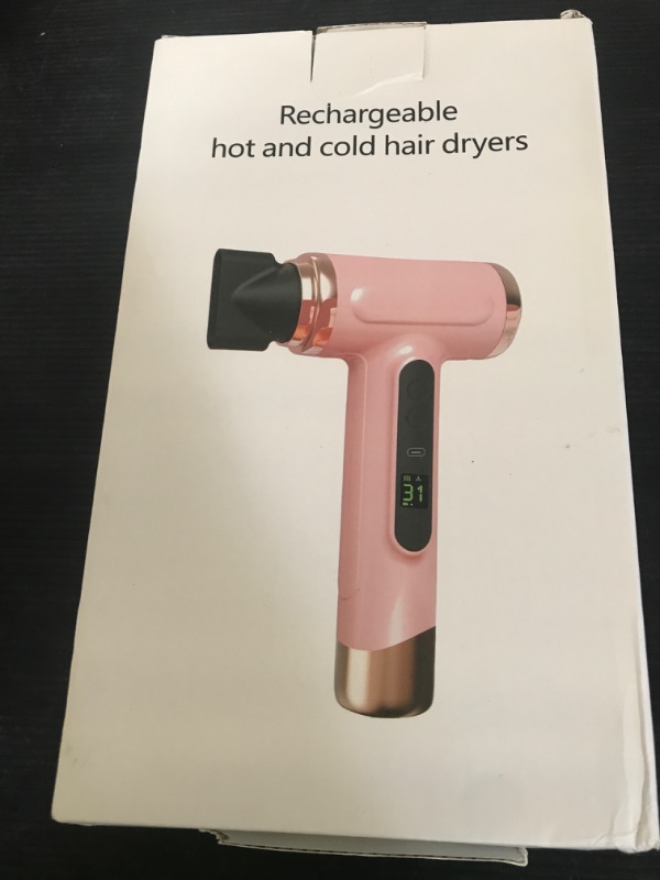 Photo 1 of Hair Dryer, 15000mAh Portable Hair Dryer, USB Rechargeable, Travel Dryer with Concentrator, Turbo Heat and Cold Features, 200W Cold Hot Wind, for Fast Drying as (White)