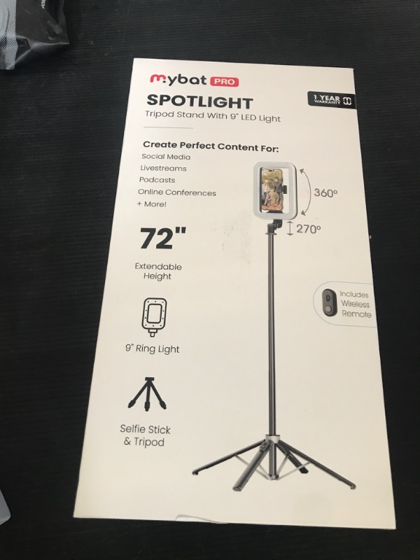 Photo 1 of M MYBAT PRO Selfie Ring Light with 72" Tripod Stand - Extendable Selfie Stick with Light for Phone, Live Streaming, Makeup, Travel, Gaming, Video, Includes Phone Holder& USB-C Powered