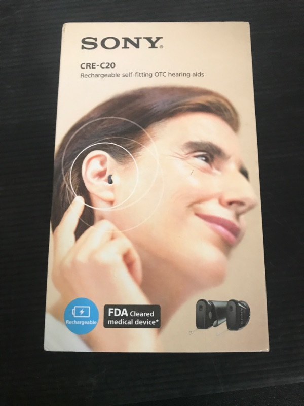 Photo 1 of Sony CRE-C20 Self-Fitting OTC Hearing Aids for Mild to Moderate Hearing Loss, Prescription-Grade Sound Quality, Compact Virtually Invisible Design, Customizable App, and Rechargeable Battery
