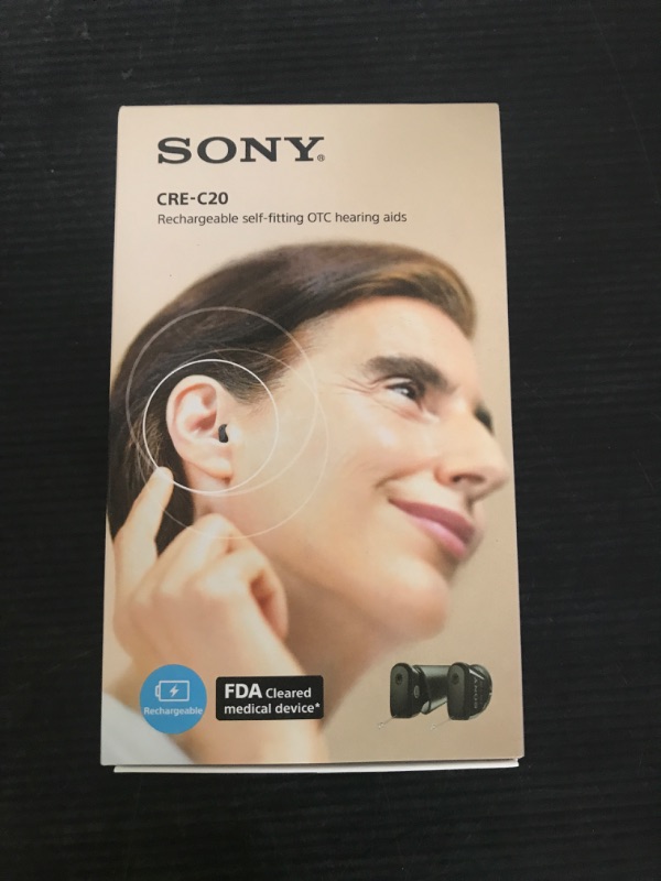 Photo 1 of Sony CRE-C20 Self-Fitting OTC Hearing Aids for Mild to Moderate Hearing Loss, Prescription-Grade Sound Quality, Compact Virtually Invisible Design, Customizable App, and Rechargeable Battery