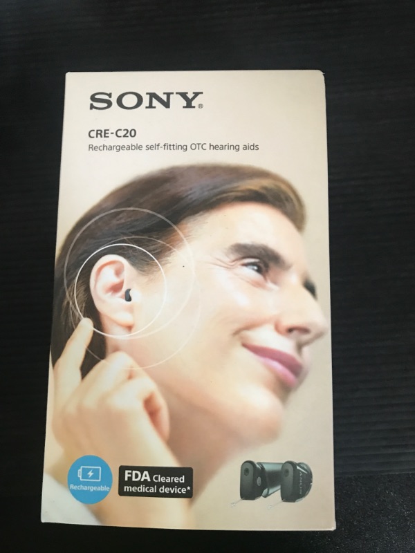 Photo 1 of Sony CRE-C20 Self-Fitting OTC Hearing Aids for Mild to Moderate Hearing Loss, Prescription-Grade Sound Quality, Compact Virtually Invisible Design, Customizable App, and Rechargeable Battery