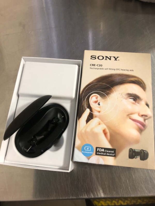 Photo 1 of Sony CRE-C20 Self-Fitting OTC Hearing Aids for Mild to Moderate Hearing Loss, Prescription-Grade Sound Quality, Compact Virtually Invisible Design, Customizable App, and Rechargeable Battery