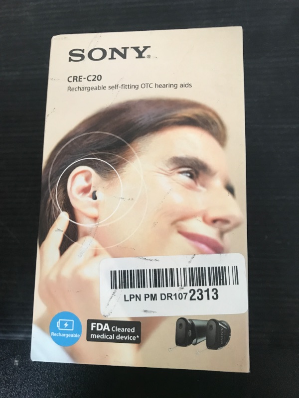 Photo 1 of Sony CRE-C20 Self-Fitting OTC Hearing Aids for Mild to Moderate Hearing Loss, Prescription-Grade Sound Quality, Compact Virtually Invisible Design, Customizable App, and Rechargeable Battery