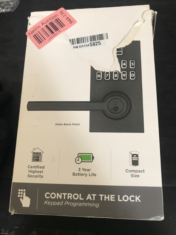 Photo 1 of Kwikset SmartCode 917 Keypad Keyless Entry Residential Electronic Lever Lock Deadbolt Alternative with Halifax Door Handle, SmartKey Security, Matte Black Contemporary