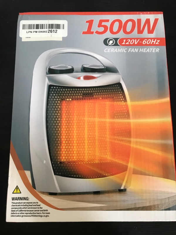 Photo 1 of Kismile Small Electric Space Heater,Portable Ceramic Space Heater Fan for Office with Adjustable Thermostat and Overheat Protection ETL Listed for Kitchen, 750W/1500W(Silver)