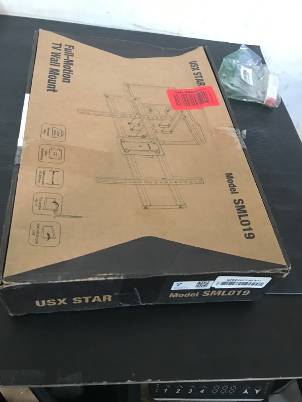 Photo 1 of USX STAR UL Listed Full Motion TV Wall Mount Bracket for Most 37-86 inch TVs, Swivel Tilt Extension Level TV Mount, Max VESA 600x400mm, Holds up to 132lbs & 16" Wood Studs with Hole Drilling Template