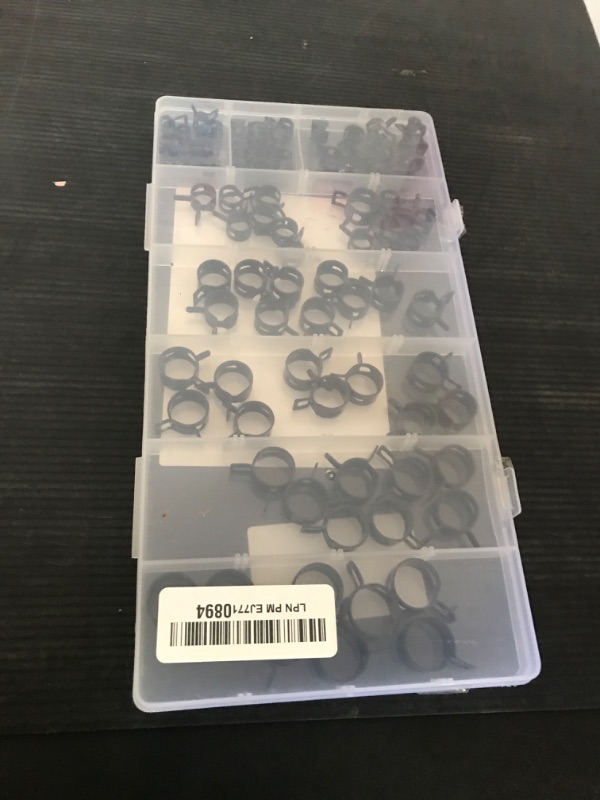 Photo 1 of Tnisesm 80Pcs Spring Band Hose Clamps Assortment Kits Silicone Vacuum Hose Pipe Clamp 7mm 9mm 10mm 11mm 14mm 15mm 16mm 18mm Low Pressure Air Clip Clamp(Black)