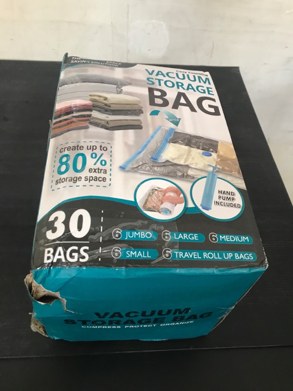 Photo 1 of 30 Pack Vacuum Storage Bags, Space Saver Vacuum Storage Bags, Vacuum Seal Bags for Clothing, Clothes, Comforters and Blankets, Hand Pump Included
