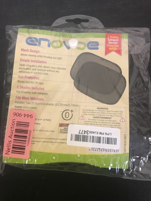 Photo 1 of Enovoe Car Window Shades for Baby (2 Pack) - 21x14 Inches Sun Shade Blocker, Cling - Glare Shield and UV Rays Protection for Your Child - Side Windows Screens for SUV- Mesh Window Shades for car Baby