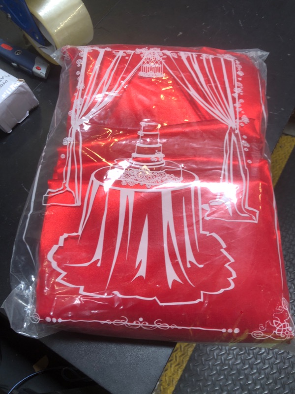 Photo 1 of B-COOL Red Satin Tablecloth: Party Tablecloth 6 Pack 57x120inch Rectangle Table Overlays for Summer Holiday Wedding Baby Shower Ceremony Table Decoration