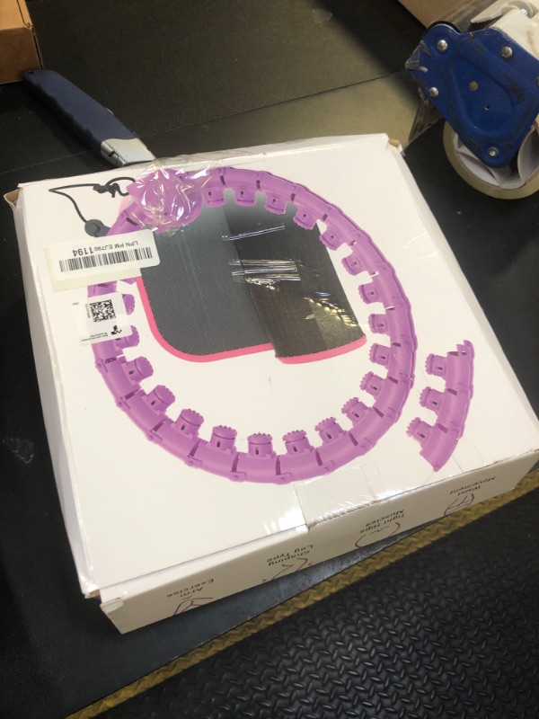 Photo 1 of JLoibao Weighted Hula Circle for Adults Weight Loss, Infinity Fitness Hoop Plus Size 51 Inch with Sweat Belt, Include 27 Detachable Links and Waist Trainer for Women (Purple)
