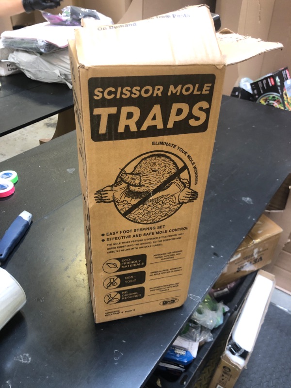 Photo 1 of Mole Traps 2 Pack, Scissor Mole Trap That Kill Best?Mole Traps for Lawns Ground?Easy Step Mole Eliminator?Black Coated