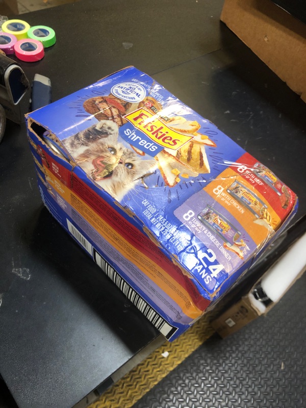 Photo 1 of Purina Friskies Gravy Wet Cat Food Variety Pack, Shreds With Beef, With Chicken, and Turkey and Cheese Dinner - (Pack of 24) 5.5 oz. Cans EXP MAY 2027