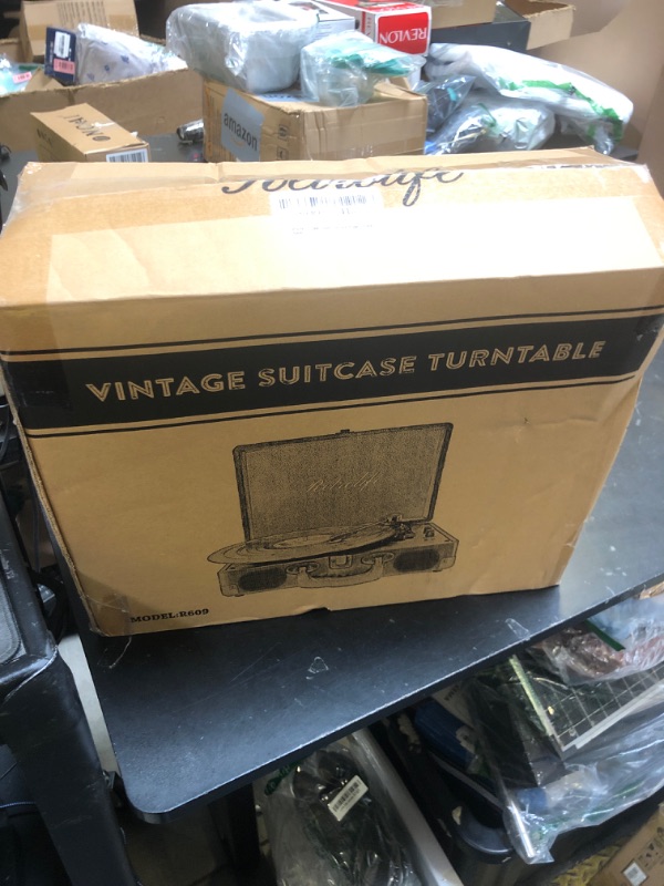 Photo 1 of Vinyl Record Player 3-Speed Bluetooth Suitcase Portable Belt-Driven Record Player with Built-in Speakers RCA Line Out AUX in Headphone Jack Vintage Turntable