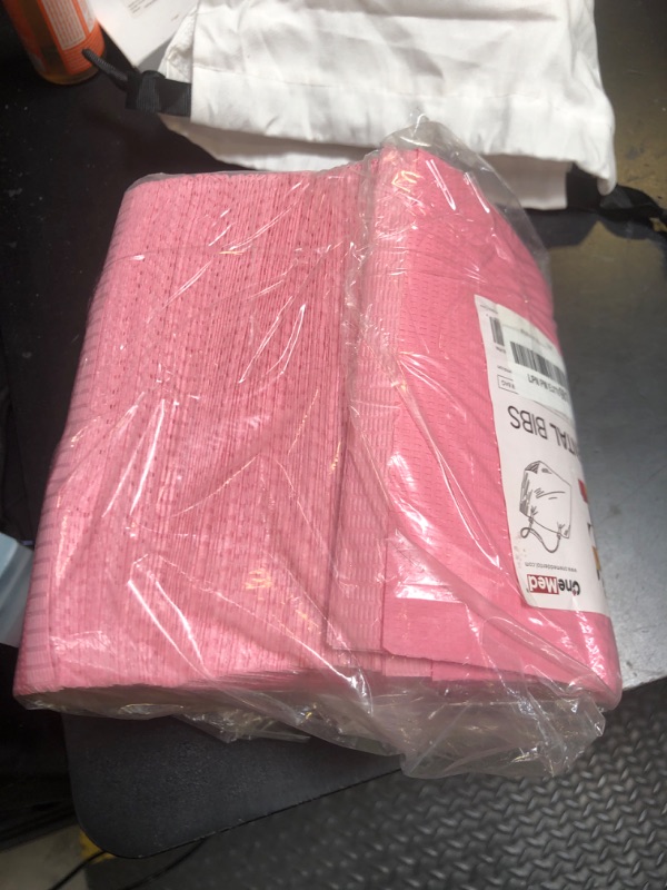 Photo 1 of OneMed Pink Dental Bibs 50 PCS 13"x18" Waterproof Disposable Dental Bibs 3 Ply Waterproof for Dentist Clinic Medical Tray Cover Nail Table Cover Tattoo Studios Nail Salons