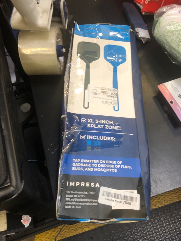 Photo 1 of Impresa 4-Pack Extra Large Spiky Fly Swatter for Indoor & Outdoor Use - Easy Bug Disposal Fly swatters 5? Smashing Surface - Blue Grey Plastic