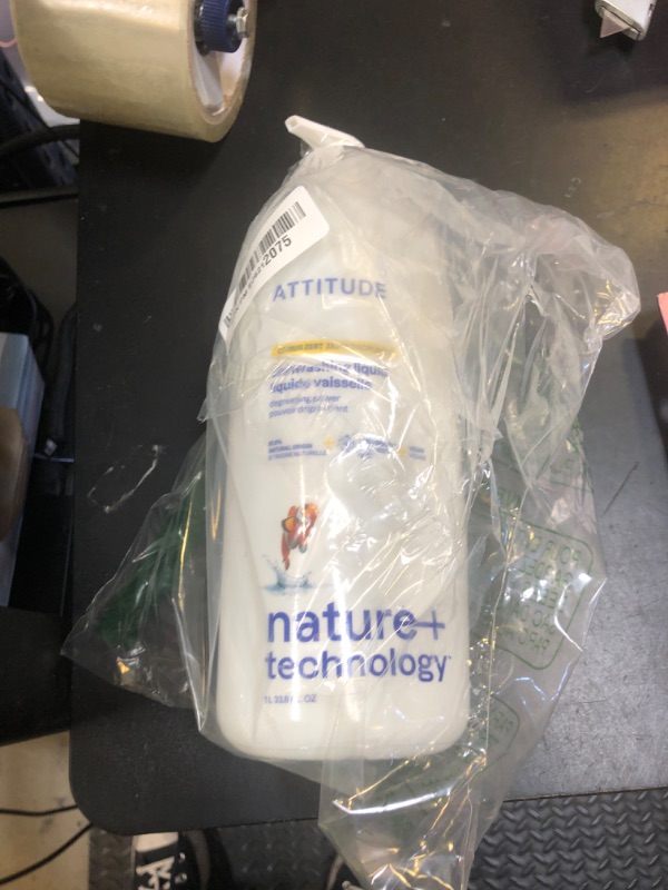 Photo 1 of ATTITUDE Dish Soap, EWG Verified, Plant-Based & Vegan Dishwashing Liquid, Naturally Derived, Citrus Zest Scent, 33.8 Fl Oz