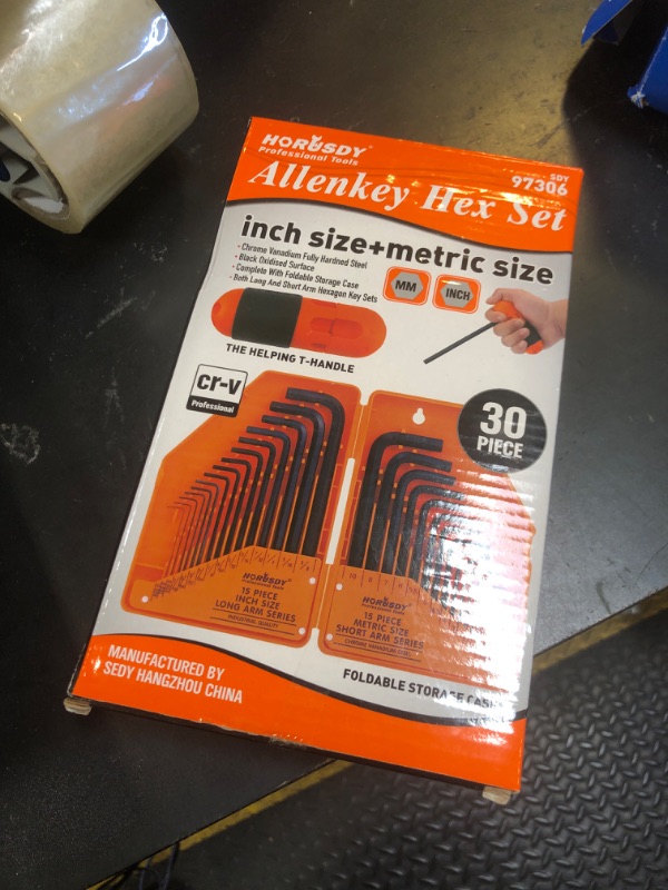 Photo 1 of HORUSDY 32-Piece Hex Key Set with Another Torque Handle, Allen Wrench Set Inch/Metric MM(0.7mm-10mm) SAE(0.028"-3/8)