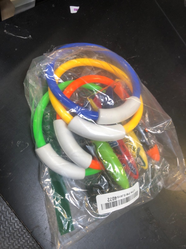 Photo 1 of Underwater Pool Diving Toys, 8 Pcs Water Pool Toys for Kids Ages 4-8 8-12 Diving Rings and Pool Torpedo Set Training Dive Rings Swim Toys