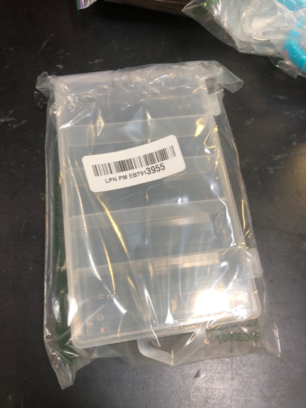 Photo 1 of IFAMIO Clear Plastic Storage Case Container for Fishing Tackle Organizer Box with Dividers for Jewelry Beads Collection
