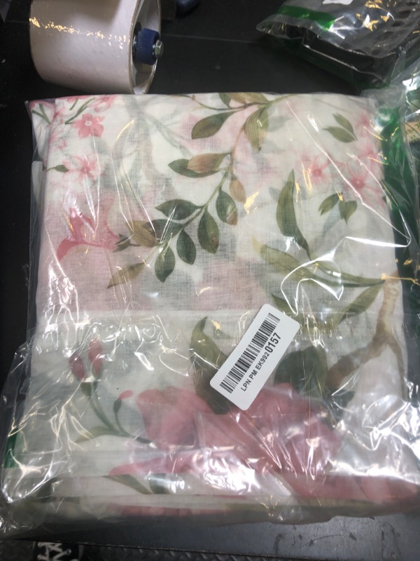 Photo 1 of Lajode Floral Sheer Curtains for Girls Bedroom, Vintage Farmhouse Light Filtering Privacy Semi-Sheer Linen Curtains for Kids Nursery 63 Inches Long 2 Panels, Rod Pocket, Pink, Each 52 Inch Wide