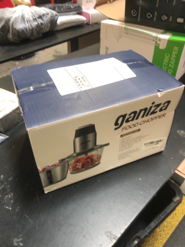 Photo 1 of GANIZA Food Processors, Electric Food Chopper with Meat Grinder & Vegetable Chopper - 2 Bowls (8 Cup+8 Cup) with Powerful 450W Copper Motor - Includes 2 Sets of Bi-Level Blades for Fruits/Meat/Nuts