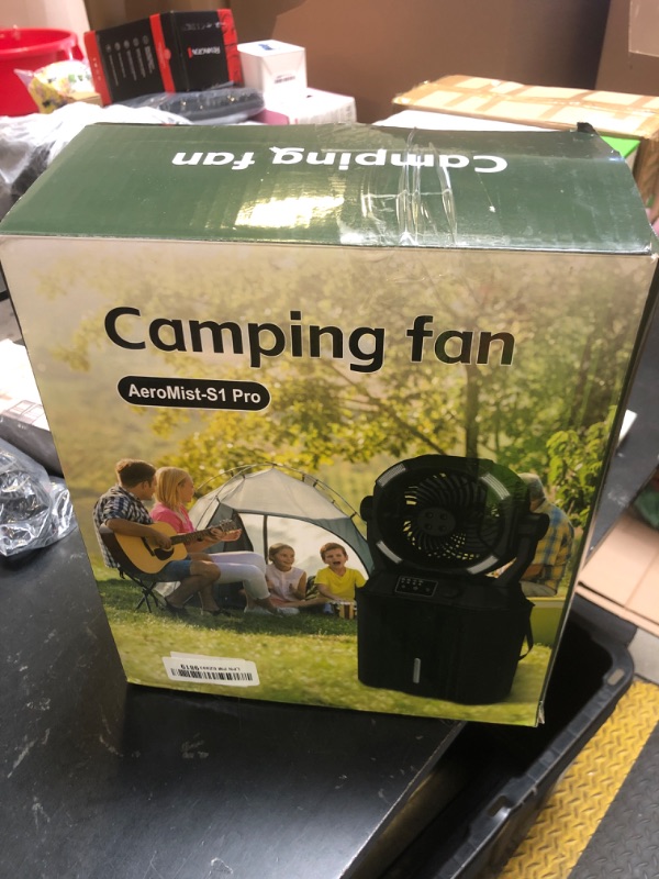 Photo 1 of Misting Fan Portable Camping Fan 42800mAh Rechargeable with Remote Control, 3 LED Light & Stepless Speed Control & Cooling Spray with 6L Bucket, Timer Function, Portable Handle, Rotating Hanging Hook