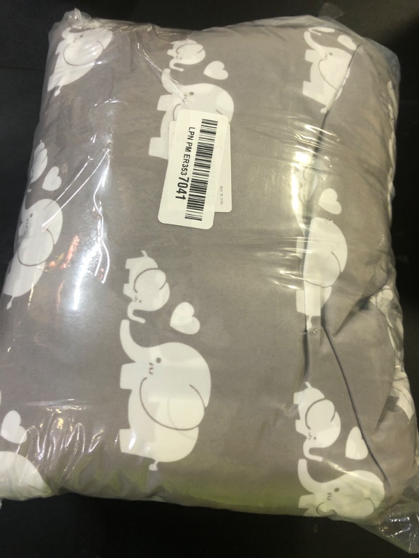 Photo 1 of Soft Pillow Attached 2-in-1 Shopping Cart and High Chair Cover for Baby, Cotton Padded Cart Cover, Fold'n Roll Style, Portable with Carry Bag (Gray Elephant)