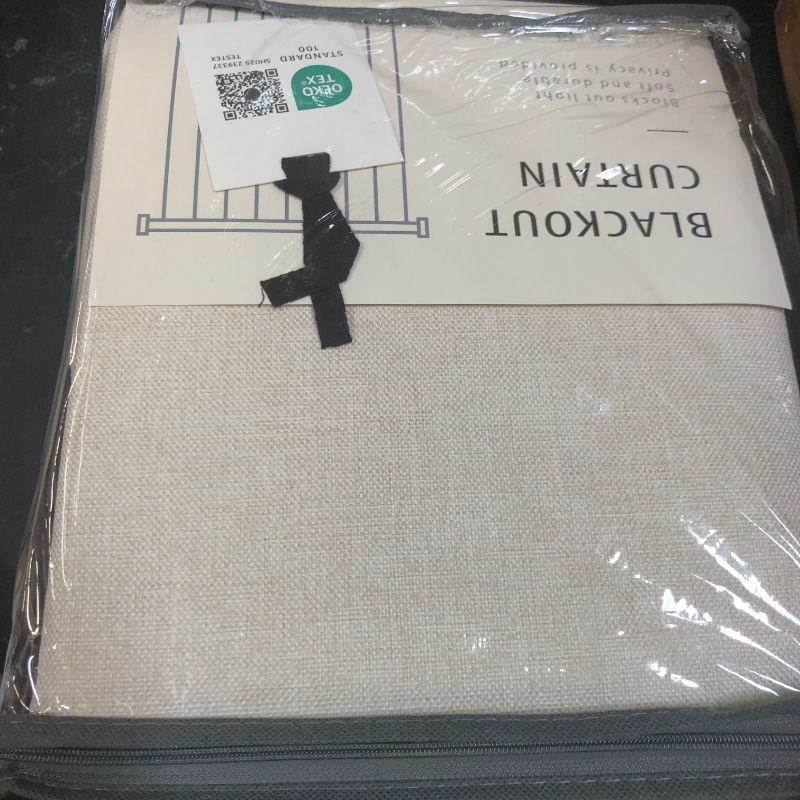 Photo 1 of 100% Blackout Shield Linen Blackout Curtains for Bedroom 84 Inches Long, Back Tab/Rod Pocket Living Room Drapes, Thermal Insulated Blackout Curtains 2 Panels Set, 50" W x 84" L, Cream