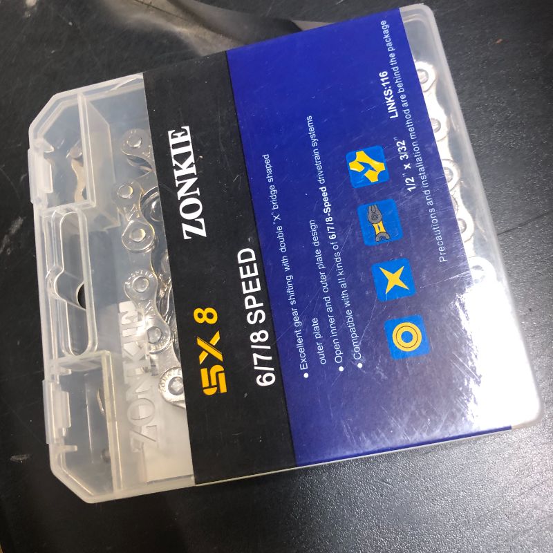 Photo 1 of ZONKIE 6/7/8 Speed Bike Chain 1/2 x 3/32 Inch 116 Links