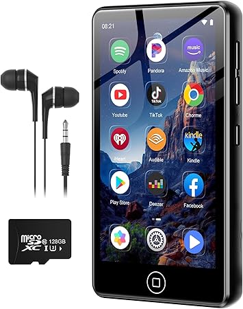 Photo 1 of 144GB MP3 Player with Bluetooth and WiFi,MP3 & MP4 Players with 4.02-inch Touchscreen and Speaker,Spotify Music Players with Pandora,Audible,Amazon Music,Spotify,Play Store,Up to 512GB (Black)
