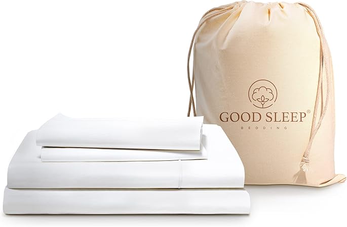 Photo 1 of Good Sleep Bedding 100% Egyptian Cotton Sheets Queen Size - 1000 Thread Count, 4 Pc Queen Sheet Set, Sateen Weave, Bed Sheets, 16" Deep Pocket Sheets - White
