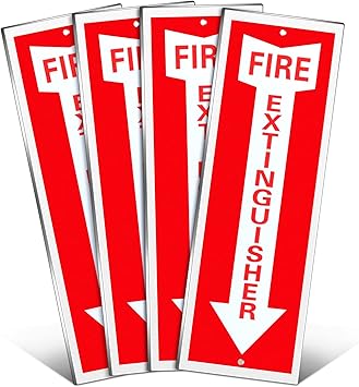 Photo 1 of Tondiamo 4 Pack Fire Extinguisher Sign 4 x 12 Inch Fire Rust Aluminum Signs Laminated for Ultimate UV, Weather, Scratch, Water and Fade Resistance, Indoor and Outdoor
