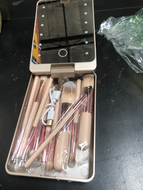 Photo 1 of Makeup Brushes with Compact Mirror 
