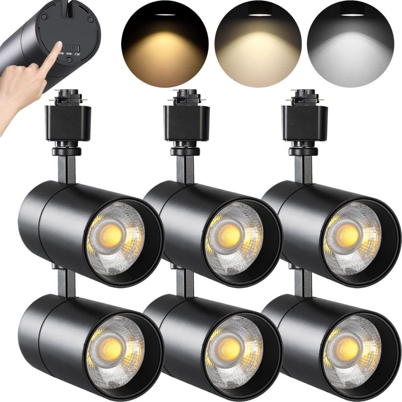 Photo 1 of VANoopee 3-Color 20W Dimmable LED Track Lighting Heads H Type - Bright Track Light Fixtures Ceiling Spotlight for Kitchen, 3000K 4000K 5000K Selectable, Pack of 6, Flicker Free CRI90+ 36° 2000lm Black
