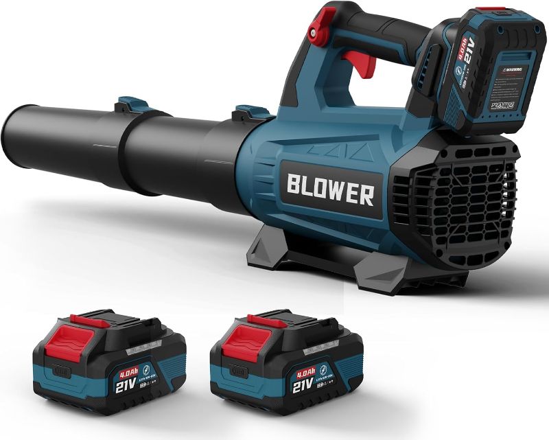 Photo 1 of Leaf Blower Cordless (Upgraded) - 630CFM/160MPH, 21V Powerful Electric Cordless Leaf Blower with 2 x 4.0Ah Batteries and Charger, Battery Powered Leaf Blowers for Lawn Care, Patio, Yard, Dust, Snow
