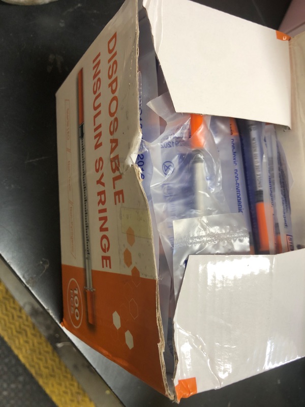Photo 1 of 0.5cc 30G 12.7mm Disposable Insulin Syringe, U-100 0.5ml 30 Gauge 1/2 Inch Insulin Syringes Individually Wrapped, Pack of 100