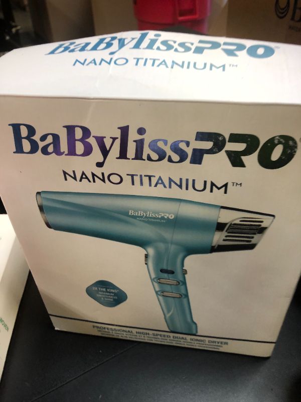 Photo 1 of BaBylissPRO Hair Dryer, Nano Titanium Dual Ionic Blow Dryer, Hair Styling Tools & Appliances, BNT9100