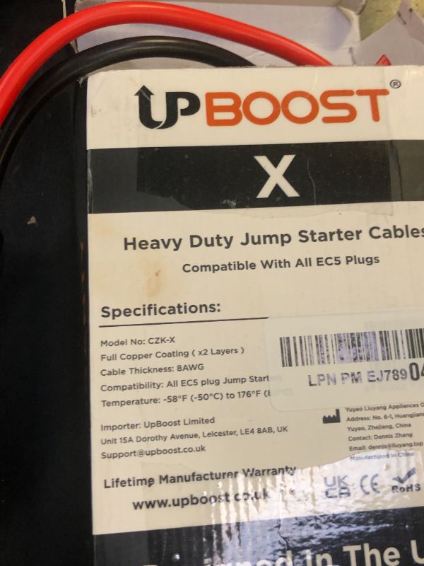 Photo 1 of UpBoost X - Heavy Duty Jump Starter Replacement Cables | Double Layer Copper Coating | 12V Car Battery Booster Jumper Emergency Cable | EC5 Jump Starter Compatible