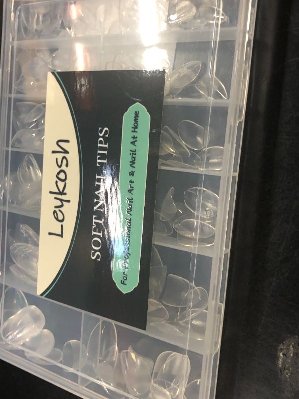 Photo 1 of Extra Short Almond Nail Tips, 216pcs Acrylic Soft Fake Nails Gel Nail Tips, Full Cover Pre-Shaped Matte Clear Press on Nails for Extension, Diy at Home Manicure 12 Sizes