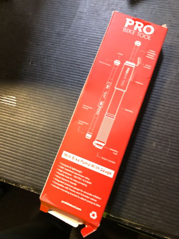 Photo 1 of Pro-Bike Tool Mini Bike Pump with Gauge - Fits Presta & Schrader - Accurate Inflation - Mount Kit incl. - 100 PSI