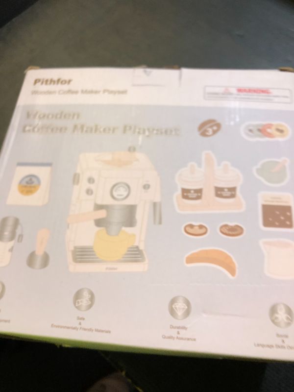 Photo 1 of Pithfor Kids Wooden Coffee Playset with Grinder, Toy Coffee Maker for Kids Toddlers, Pretend Play Kitchen Appliances & Accessories Toy Gift for Boys Girls